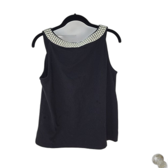 Talbots Black Tank Top with Beaded Neckline - Picture 3 of 3